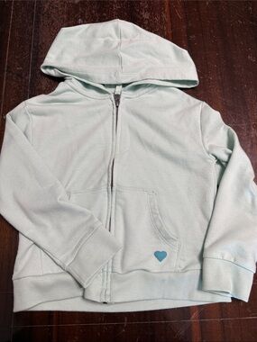 Cat & Jack Light Mint Zip Hoodie with Blue Heart Accent